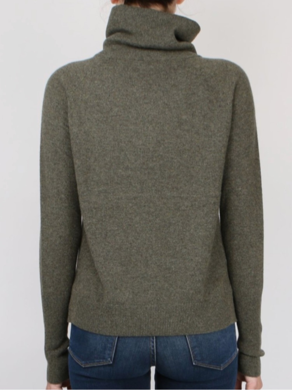 Veronica Beard Oliver Cashmere Funnel Neck Cropped Sweater in Army Green - S - Picture 2 of 14